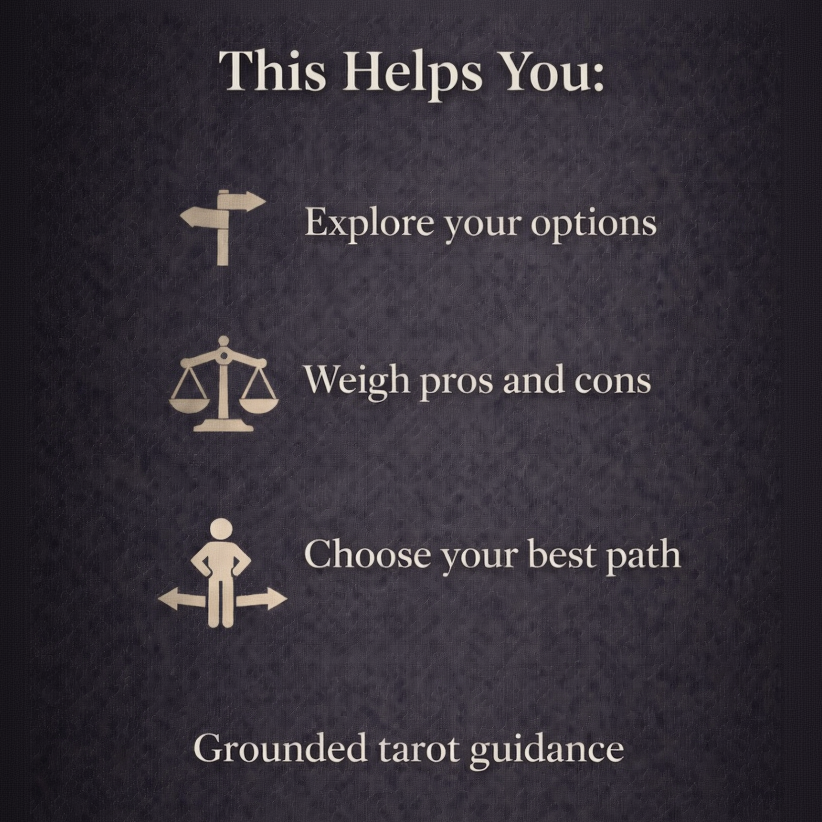 Text on a dark background with icons and advice on decision-making.